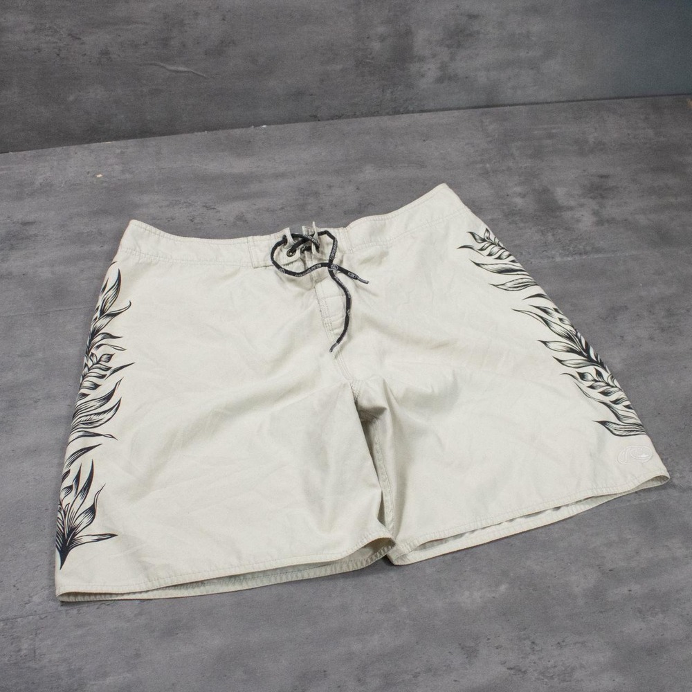 Y2K 00's Quiksilver Board Edition Flower Tan Baggy Relax Wide Boards Short's